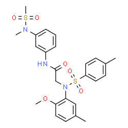 ChemSpider 2D Image | N~2~-(2-Methoxy-5-methylphenyl)-N-{3-[methyl(methylsulfonyl)amino]phenyl}-N~2~-[(4-methylphenyl)sulfonyl]glycinamide | C25H29N3O6S2