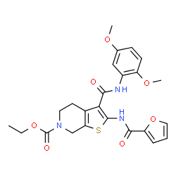 ChemSpider 2D Image | Ethyl 3-[(2,5-dimethoxyphenyl)carbamoyl]-2-(2-furoylamino)-4,7-dihydrothieno[2,3-c]pyridine-6(5H)-carboxylate | C24H25N3O7S