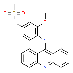ChemSpider 2D Image | N-{3-Methoxy-4-[(1-methyl-9-acridinyl)amino]phenyl}methanesulfonamide | C22H21N3O3S