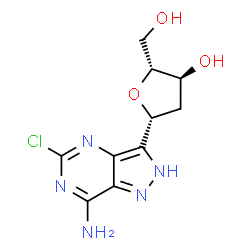 ChemSpider 2D Image | (1R)-1-(7-Amino-5-chloro-2H-pyrazolo[4,3-d]pyrimidin-3-yl)-1,4-anhydro-2-deoxy-D-erythro-pentitol | C10H12ClN5O3