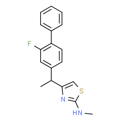 ChemSpider 2D Image | 4-[1-(2-Fluoro-4-biphenylyl)ethyl]-N-methyl-1,3-thiazol-2-amine | C18H17FN2S