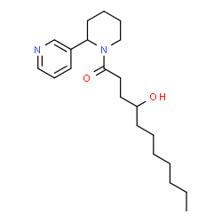 ChemSpider 2D Image | Piperidine, 1-(4-hydroxy-1-oxoundecyl)-2-(3-pyridinyl)- | C21H34N2O2
