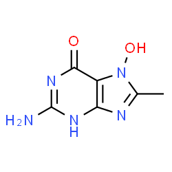 ChemSpider 2D Image | 2-Amino-7-hydroxy-8-methyl-3,7-dihydro-6H-purin-6-one | C6H7N5O2