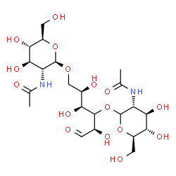 ChemSpider 2D Image | 2-Acetamido-2-deoxy-beta-D-glucopyranosyl-(1->6)-[2-acetamido-2-deoxy-D-glucopyranosyl-(1->3)]-(3xi)-D-xylo-hexose | C22H38N2O16