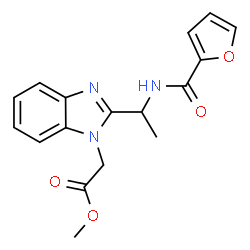 ChemSpider 2D Image | Methyl {2-[1-(2-furoylamino)ethyl]-1H-benzimidazol-1-yl}acetate | C17H17N3O4
