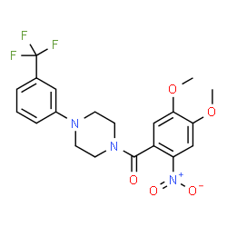 ChemSpider 2D Image | (4,5-Dimethoxy-2-nitrophenyl){4-[3-(trifluoromethyl)phenyl]-1-piperazinyl}methanone | C20H20F3N3O5