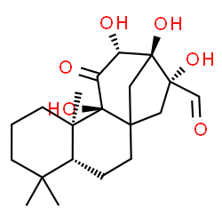 ChemSpider 2D Image | (5beta,9beta,10alpha,12alpha,16beta)-9,12,13,16-Tetrahydroxy-11-oxokauran-17-al | C20H30O6