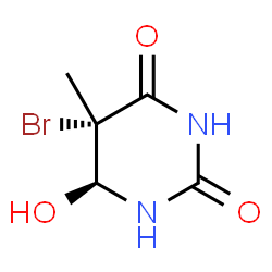 ChemSpider 2D Image | (5S,6S)-5-Bromo-6-hydroxy-5-methyldihydro-2,4(1H,3H)-pyrimidinedione | C5H7BrN2O3