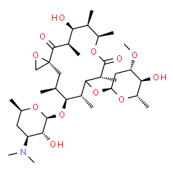 ChemSpider 2D Image | (3R,5R,6S,7R,8R,11R,13R,14S,15S)-6-Hydroxy-5,7,8,11,13,15-hexamethyl-4,10-dioxo-14-{[3,4,6-trideoxy-3-(dimethylamino)-beta-D-xylo-hexopyranosyl]oxy}-1,9-dioxaspiro[2.13]hexadec-12-yl 2,6-dideoxy-3-O-m
ethyl-alpha-L-arabino-hexopyranoside | C35H61NO12