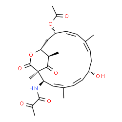 ChemSpider 2D Image | (1R,2R,3Z,5Z,7S,9Z,11Z,13S,15R,19R)-7-Hydroxy-1,4,10,19-tetramethyl-17,18-dioxo-2-(pyruvoylamino)-16-oxabicyclo[13.2.2]nonadeca-3,5,9,11-tetraen-13-yl acetate | C27H35NO8