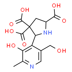 ChemSpider 2D Image | 5-[3-Hydroxy-5-(hydroxymethyl)-2-methyl-4-pyridinyl]-2,4,4-pyrrolidinetricarboxylic acid | C14H16N2O8