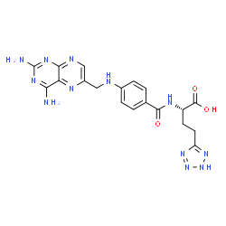 ChemSpider 2D Image | (2S)-2-[(4-{[(2,4-Diamino-6-pteridinyl)methyl]amino}benzoyl)amino]-4-(2H-tetrazol-5-yl)butanoic acid | C19H20N12O3