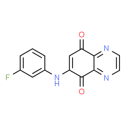 ChemSpider 2D Image | 6-((3-Fluorophenyl)amino)quinoxaline-5,8-dione | C14H8FN3O2