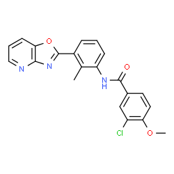 ChemSpider 2D Image | 3-Chloro-4-methoxy-N-[2-methyl-3-([1,3]oxazolo[4,5-b]pyridin-2-yl)phenyl]benzamide | C21H16ClN3O3