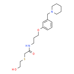 ChemSpider 2D Image | 2-[(2-Hydroxyethyl)sulfanyl]-N-{3-[3-(1-piperidinylmethyl)phenoxy]propyl}acetamide | C19H30N2O3S