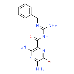 ChemSpider 2D Image | 3,5-Diamino-N-(N'-benzylcarbamimidoyl)-6-bromo-2-pyrazinecarboxamide | C13H14BrN7O