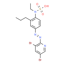 ChemSpider 2D Image | {4-[(E)-(3,5-Dibromo-2-pyridinyl)diazenyl]-2-propylphenyl}ethylsulfamic acid | C16H18Br2N4O3S