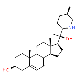 ChemSpider 2D Image | (3beta,8alpha,9beta,17beta)-17-{(1R)-1-Hydroxy-1-[(2S,5R)-5-methyl-2-piperidinyl]ethyl}androst-5-en-3-ol | C27H45NO2