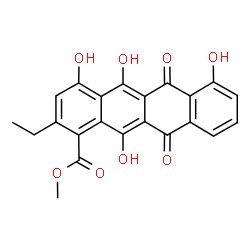 ChemSpider 2D Image | Methyl 2-ethyl-4,5,7,12-tetrahydroxy-6,11-dioxo-6,11-dihydro-1-tetracenecarboxylate | C22H16O8
