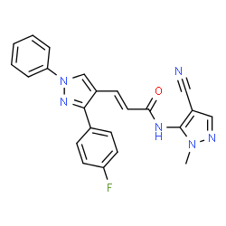 ChemSpider 2D Image | (2E)-N-(4-Cyano-1-methyl-1H-pyrazol-5-yl)-3-[3-(4-fluorophenyl)-1-phenyl-1H-pyrazol-4-yl]acrylamide | C23H17FN6O