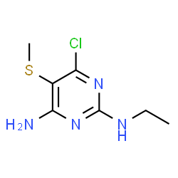 ChemSpider 2D Image | 6-Chloro-N~2~-ethyl-5-(methylsulfanyl)-2,4-pyrimidinediamine | C7H11ClN4S