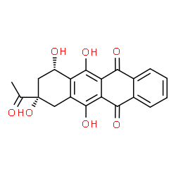 ChemSpider 2D Image | (7S,9S)-9-Acetyl-6,7,9,11-tetrahydroxy-7,8,9,10-tetrahydro-5,12-tetracenedione | C20H16O7