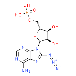 ChemSpider 2D Image | 8-Azido-9-(5-O-phosphono-D-ribofuranosyl)-9H-purin-6-amine | C10H13N8O7P