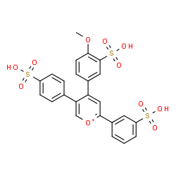 ChemSpider 2D Image | 4-(4-Methoxy-3-sulfophenyl)-2-(3-sulfophenyl)-5-(4-sulfophenyl)pyrylium | C24H19O11S3
