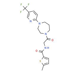 ChemSpider 2D Image | 5-Methyl-N-(2-oxo-2-{4-[5-(trifluoromethyl)-2-pyridinyl]-1,4-diazepan-1-yl}ethyl)-2-thiophenecarboxamide | C19H21F3N4O2S