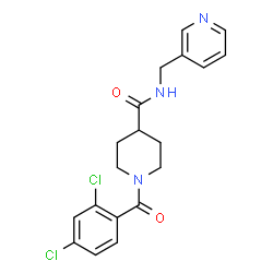 ChemSpider 2D Image | 1-(2,4-Dichlorobenzoyl)-N-(3-pyridinylmethyl)-4-piperidinecarboxamide | C19H19Cl2N3O2