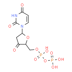 ChemSpider 2D Image | [5-(2,4-Dioxo-3,4-dihydro-1(2H)-pyrimidinyl)-3-oxotetrahydro-2-furanyl]methyl trihydrogen diphosphate | C9H12N2O11P2