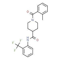 ChemSpider 2D Image | 1-(2-Methylbenzoyl)-N-[2-(trifluoromethyl)phenyl]-4-piperidinecarboxamide | C21H21F3N2O2