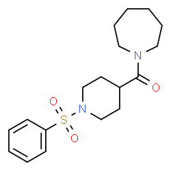 ChemSpider 2D Image | 1-Azepanyl[1-(phenylsulfonyl)-4-piperidinyl]methanone | C18H26N2O3S