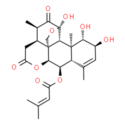 ChemSpider 2D Image | (1beta,2alpha,6alpha,11alpha)-1,2,11-Trihydroxy-12,16-dioxo-11,20-epoxypicras-3-en-6-yl 3-methyl-2-butenoate | C25H32O9