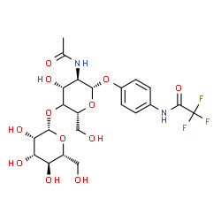 ChemSpider 2D Image | N-(4-{[(4xi)-2-Acetamido-2-deoxy-4-O-(beta-D-mannopyranosyl)-beta-D-xylo-hexopyranosyl]oxy}phenyl)-2,2,2-trifluoroacetamide | C22H29F3N2O12