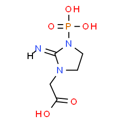 ChemSpider 2D Image | [(2E)-2-Imino-3-phosphono-1-imidazolidinyl]acetic acid | C5H10N3O5P