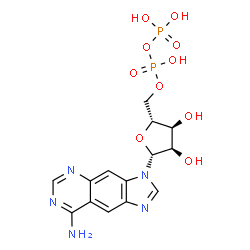 ChemSpider 2D Image | 3-{5-O-[Hydroxy(phosphonooxy)phosphoryl]-beta-D-ribofuranosyl}-3H-imidazo[4,5-g]quinazolin-8-amine | C14H17N5O10P2
