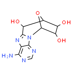 ChemSpider 2D Image | 7-Amino-15-oxa-2,4,6,9-tetraazatetracyclo[10.2.1.0~2,10~.0~3,8~]pentadeca-3,5,7,9-tetraene-11,13,14-triol | C10H11N5O4