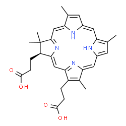 ChemSpider 2D Image | 3,3'-[(2S)-3,3,7,12,17-Pentamethyl-2,3-dihydroporphyrin-2,18-diyl]dipropanoic acid | C31H34N4O4