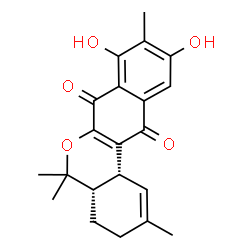 ChemSpider 2D Image | (4aS,12bR)-8,10-Dihydroxy-2,5,5,9-tetramethyl-3,4a,5,12b-tetrahydro-4H-dibenzo[c,g]chromene-7,12-dione | C21H22O5