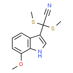 ChemSpider 2D Image | (7-Methoxy-1H-indol-3-yl)[bis(methylsulfanyl)]acetonitrile | C13H14N2OS2