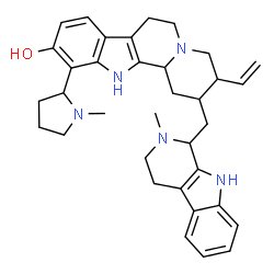 ChemSpider 2D Image | 11-(1-Methyl-2-pyrrolidinyl)-2-[(2-methyl-2,3,4,9-tetrahydro-1H-beta-carbolin-1-yl)methyl]-3-vinyl-1,2,3,4,6,7,12,12b-octahydroindolo[2,3-a]quinolizin-10-ol | C35H43N5O