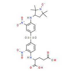 ChemSpider 2D Image | 3-{[4-({4-[(1,3-Dicarboxypropyl)amino]-3-nitrophenyl}sulfonyl)-2-nitrophenyl]amino}-2,2,5,5-tetramethyl-1-pyrrolidinolate | C25H30N5O11S