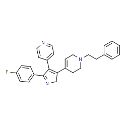 ChemSpider 2D Image | 4-{5-(4-Fluorophenyl)-3-[1-(2-phenylethyl)-1,2,3,6-tetrahydro-4-pyridinyl]-2H-pyrrol-4-yl}pyridine | C28H26FN3