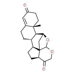 ChemSpider 2D Image | (11beta,13xi)-11,18:18,21-Diepoxypregn-4-ene-3,20-dione | C21H26O4