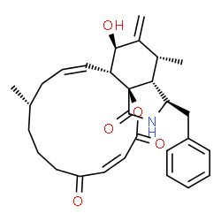 ChemSpider 2D Image | (3Z,9S,11Z,12aR,13R,15R,15aR,16R,18aR)-16-Benzyl-13-hydroxy-9,15-dimethyl-14-methylene-6,7,8,9,10,12a,13,14,15,15a,16,17-dodecahydro-2H-oxacyclotetradecino[2,3-d]isoindole-2,5,18-trione | C29H35NO5