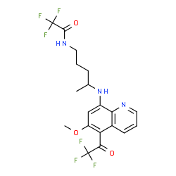 ChemSpider 2D Image | 2,2,2-Trifluoro-N-(4-{[6-methoxy-5-(trifluoroacetyl)-8-quinolinyl]amino}pentyl)acetamide | C19H19F6N3O3
