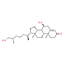 ChemSpider 2D Image | (7beta,8xi,9beta,10alpha,13alpha,14beta,17alpha,20S,25S)-7,26-Dihydroxycholest-4-en-3-one | C27H44O3