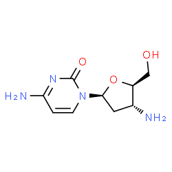 ChemSpider 2D Image | 4-Amino-1-(3-amino-2,3-dideoxy-beta-L-erythro-pentofuranosyl)-2(1H)-pyrimidinone | C9H14N4O3