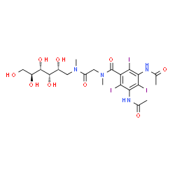 ChemSpider 2D Image | 1-Deoxy-1-{[N-(3,5-diacetamido-2,4,6-triiodobenzoyl)-N-methylglycyl](methyl)amino}-L-glucitol | C21H29I3N4O9